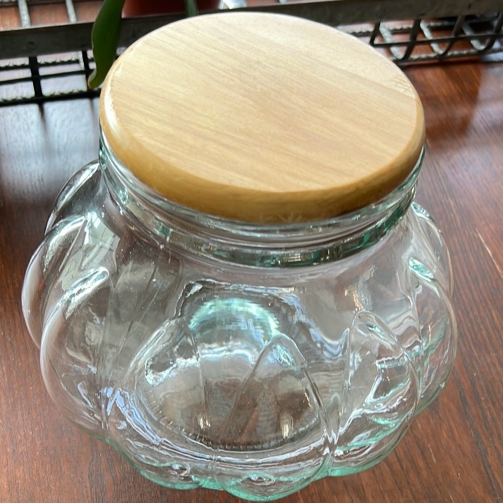 Pumpkin Glass Jar with Wooden Lid